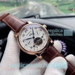 Fast Shipping Clone Montblanc Rose Gold Bezel Brown Leather Strap Watch